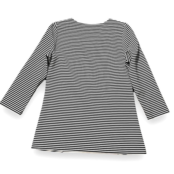 Boden Evie Ponte Knit Top Striped Anchor Buttons Navy Nautical Preppy US 6 WO146 - Picture 6 of 8